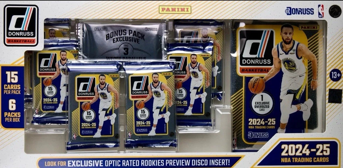 2024-25 Panini Donruss NBA Basketball Trading Cards Bundle, 6 Packs, 1 Oversize
